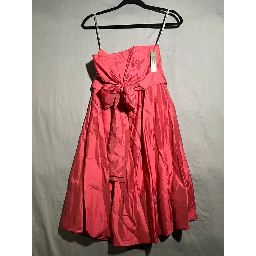 De Laru Collection Pink Taffeta Strapless Bow Cocktail Dress Size 7/8 NWT